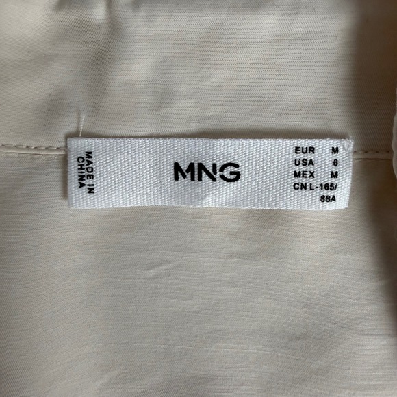 Mango MNG Womens Midi Kaftan Shirt Dress Beige V-Neck Long Sleeve Size 6 - Picture 5 of 9